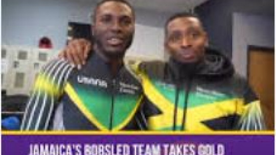 Jamaica's 2-man bobsleigh team wins historic gold